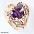 46 .. 14k Kulta Duble Swarovski Amethyst .. Sormus - pikkukuva 2