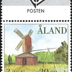 Åland 2001 Tuulimyllyt 20,00 mk välilöpari logo ** LaPe 194 - pikkukuva 1