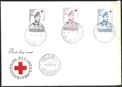 FDC 1952 Punainen Risti Mannerheim LaPe 407-409 LOISTOT