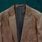 Finnish Leather Fashion miesten toffeenvärinen nahkatakki - pikkukuva 2