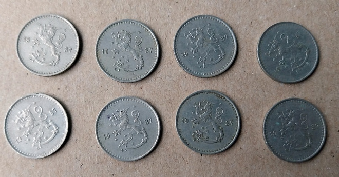 25 penniä 1937 8 kpl