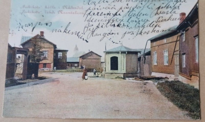 Naantali, "Peikikota" lähde Naantalissa, vanha väripk 1910