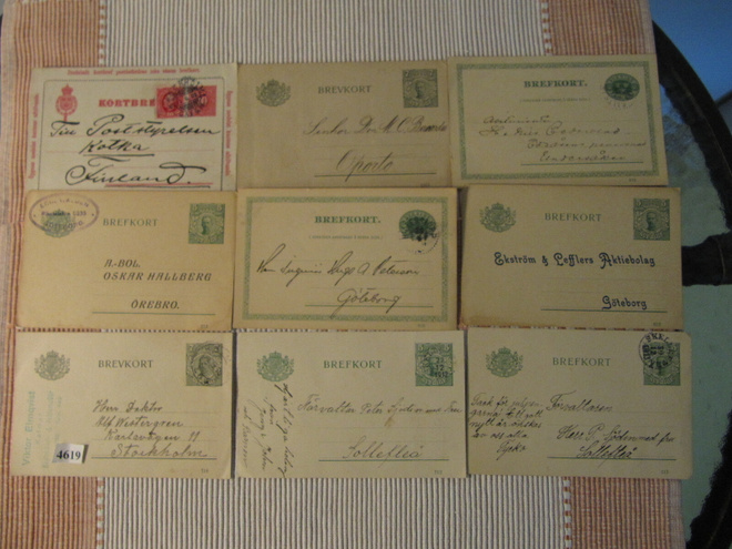 Ruotsin vanhoja postikortteja 9 kpl.1902-1918