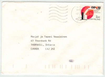 1992 EXPO92 kirjeellä Kanadaan