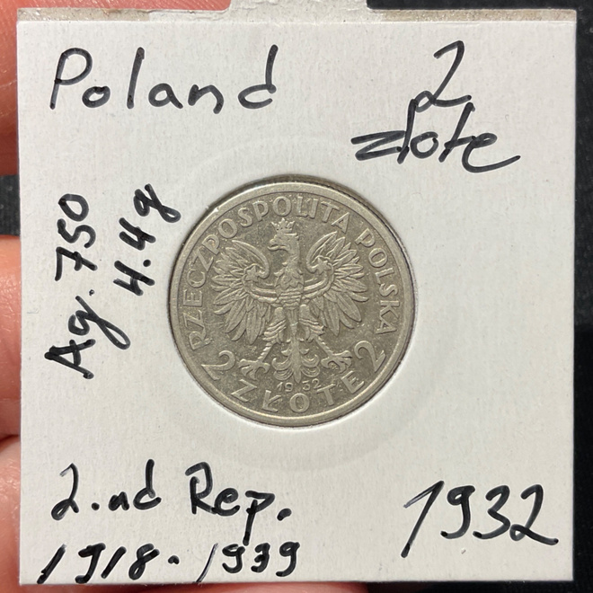 Puola 2 zlote 1932. Ah.750, 4.4g
