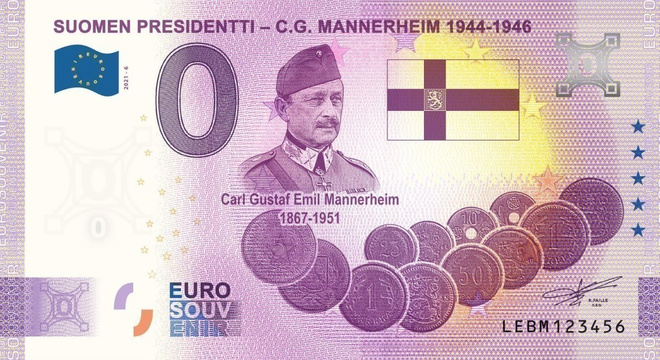 *NOLLA-EURO*2021*SUOMEN PRESIDENTTI*C.G. MANNERHEIM*