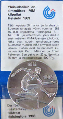50 mk juhlaraha , YLEISURHEILUN ENSIMMÄISET MM-KISAT 1983