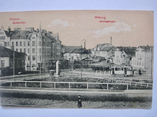 VANHA Postikortti Viipuri 1920-l Raitiovaunu ym