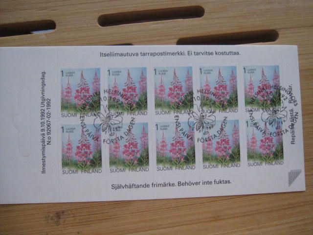 Suomi 1992 yleismerkki arkki leimattuna FDC-leimalla