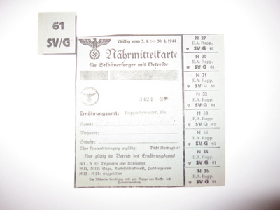 Natsi-Saksa ostokortti v.1944