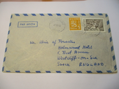 1952 Kuusankoski lentopostikuori Englantiin