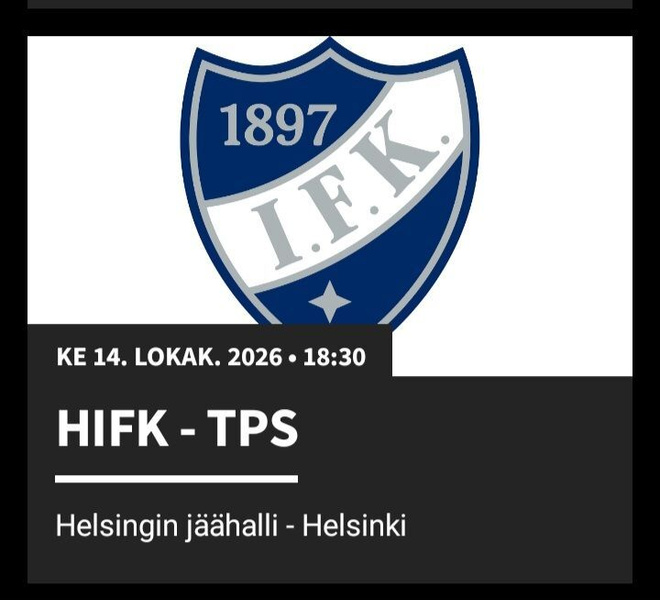 2 istumapaikkaa HIFK-TPS 14.10.