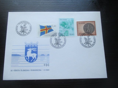 Åland: Yleismerkit 1.3.1984 ensipäiväkuorella