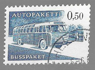 1963 0,50 MK AUTOPAKETTIMERKKI HELSINKI 6.6.8... LEIMALLA