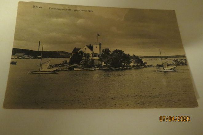 KOTKA PURJEHDUSPAVILJONKI 1923 KULKENUT KORTTI