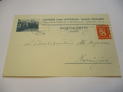 1930 Lahti apteekkikortti