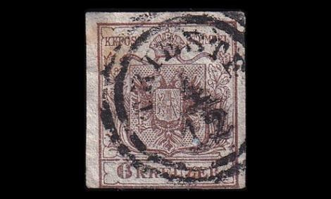 Itävalta 4_Y o Vaakuna 6 Kr TRIESTE (1850)
