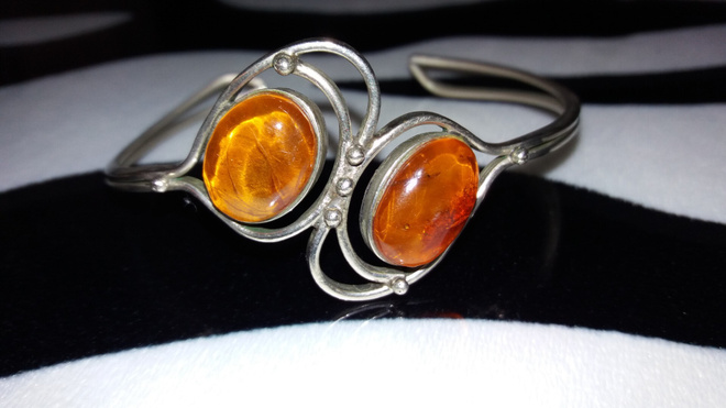 Vintage Meripihka rannekoru rannerengas Amber