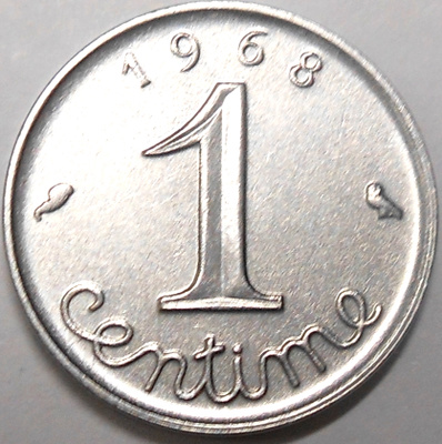 France. 1 centime 1968.