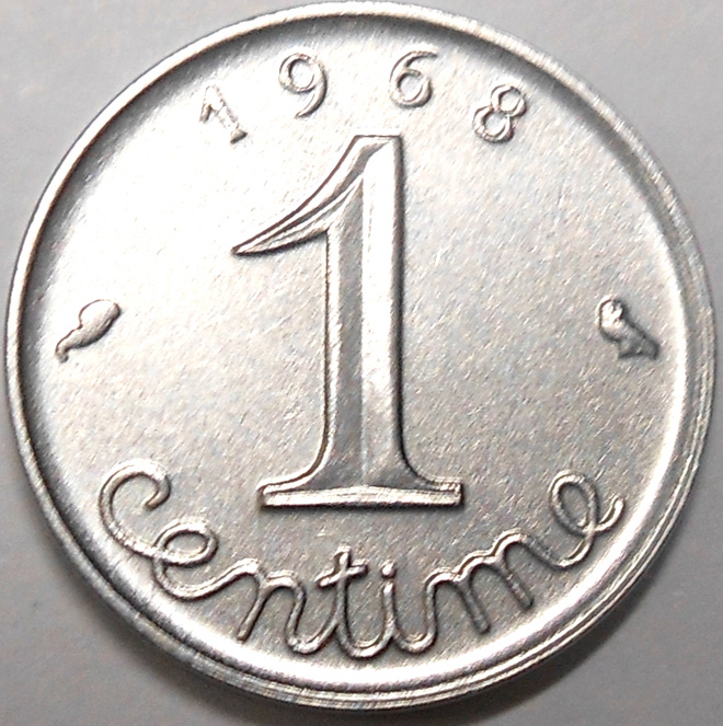 France. 1 centime 1968.