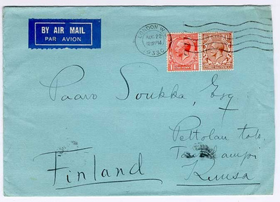 Englanti 1933 lentokirje Suomeen