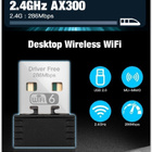 WIFI 6 -sovitin / Mini USB Dongle 2.4GHz 802.11ax #28985 - pikkukuva 1