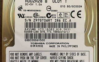 Toshiba 500Gb 2,5" kovalevy