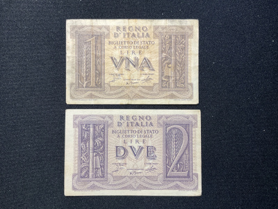1 & 2 Lire Italy 1939