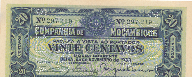 Mozambique 20 Centacos 1933 PR29 #397