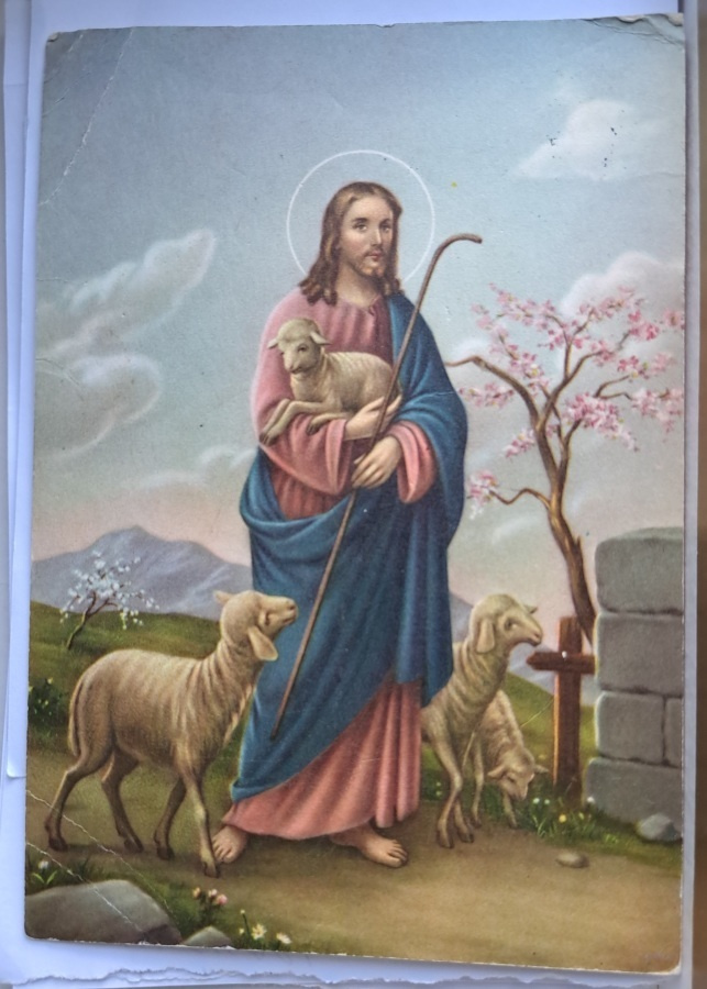 uskonnollinen, Jeesus lampaitten kanssa, kulkenut 1963