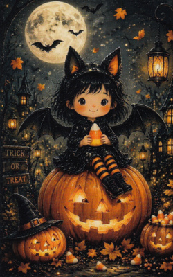 Halloween noitatytöllä lepakkoasu