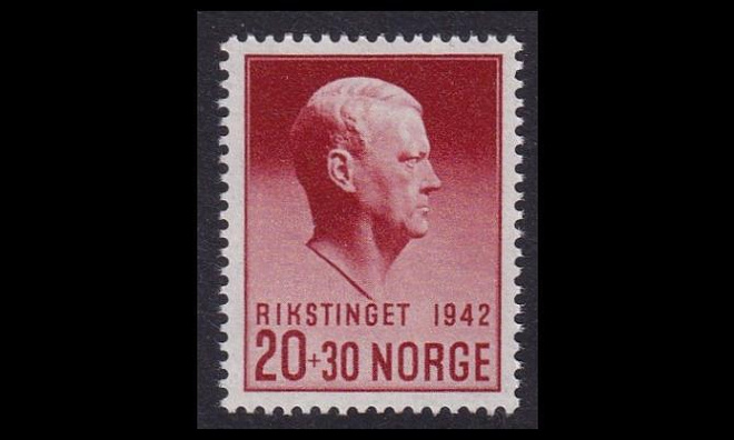 Norja 271 ** Vidkun Quisling Rikstinget-lisäpainama (1942)