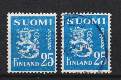 1952 25mkLeijona-merkki leimaamattomana ja leimattuna