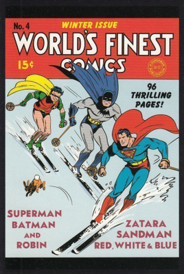 Superman, Batman, Robin laskettelevat (postikortti)