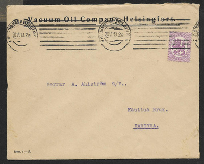 Postilä. - Saarinen 0,40mk (LAPE 72A) Helsinki 20.6.1919