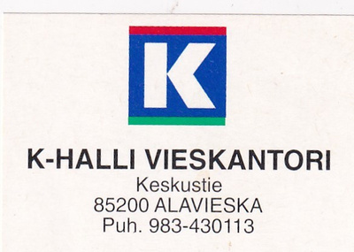 Alavieska, K - Halli Vieskantori     b617