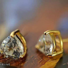 329 .. 9K Kulta Delicate Crystal Heart .. Korvakorut - pikkukuva 1