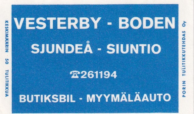 SJUNDEÅ -SIUNTIO. VESTERBY -BODEN                     s87