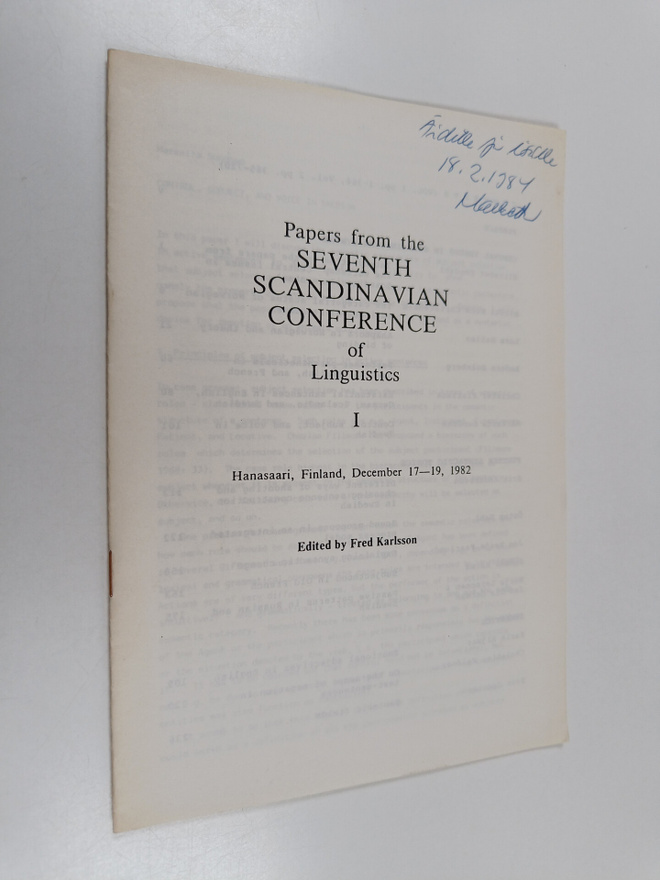 Fred Karlsson : Papers from the Seventh Scandinavian Conf...
