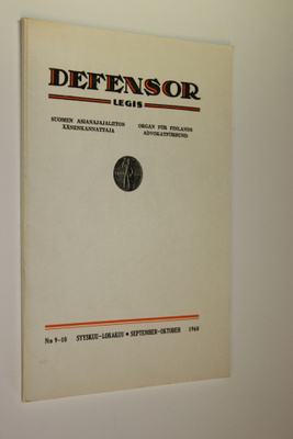 Defensor legis nro 9-10 1960 : Suomen asianajajaliiton ää...