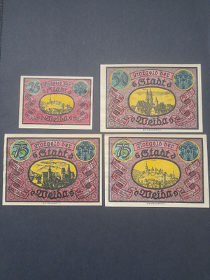 Notgeld Stadt Weida 1921, 4kpl
