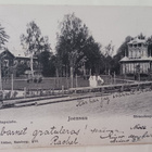 Joensuu, Rantapuistoa, paviljonki, äiti ja lapset, p. 1906 - pikkukuva 1