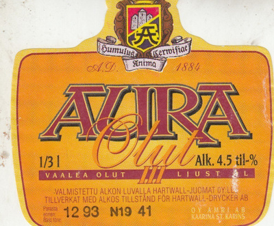 Olutetiketti Aura Olut  III   ,  a3