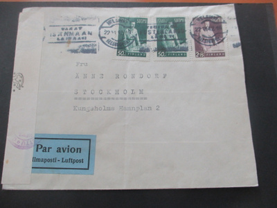1942 Hki sens lentopostikuori Ruotsiin