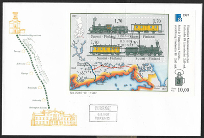 Finlandia 88 1987 FDC (LAPE 1014-1017 ; BL3) Turenki