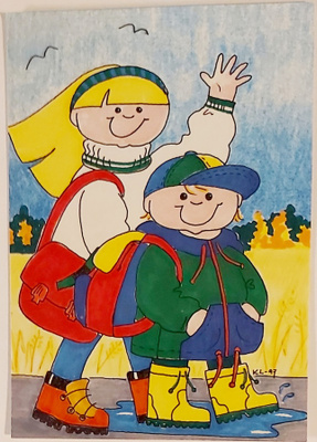 "KOULUTIELLE"-KULKEMATON POSTIKORTTI