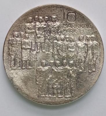 10 markkaa juhalaraha Suomi 60 vuottaa, 1977