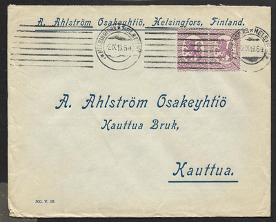 Postilä. - Saarinen 0,40mk (LAPE 2x72A) Helsinki 21.10.1919