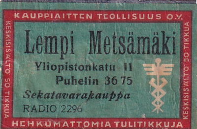 Lempi Metsämäki, Yliopistonkatu 11, Radio 2296   s22