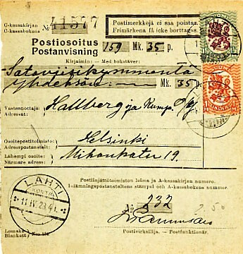 M17 1,5 mk B pt W1 ym postiosoituksella